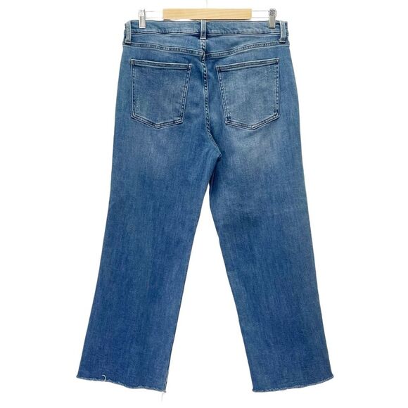 Pistola Super High Rise Straight Cropped Jeans Medium Wash Raw Hem Size 32 | 14 - Picture 3 of 10